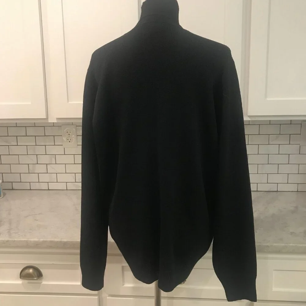 St. John Cardigan Sweater Womens XL Black Button Front V Neck Knit Pockets Long